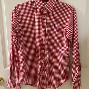 Ralph Lauren Sport Women's Long Sleeve Red Gingham Button Up- Size 6